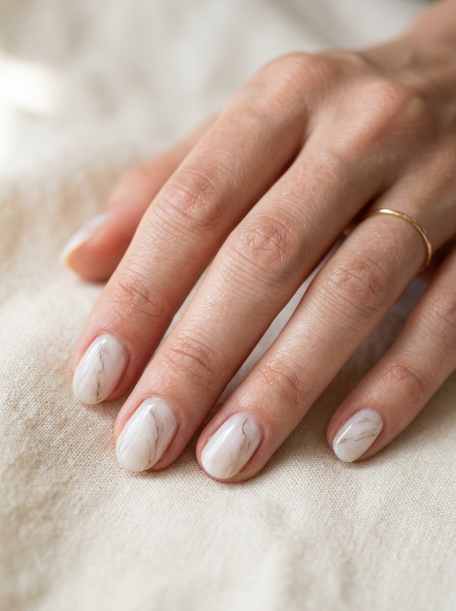 Milky White Marble Nails als Marmor Nägel Ideen Inspiration 2026